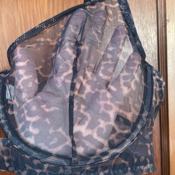 Cripom See Through Peek A Boo Cheetah Bra 4X NWT Keyhole Underwire - Picture 2 of 7